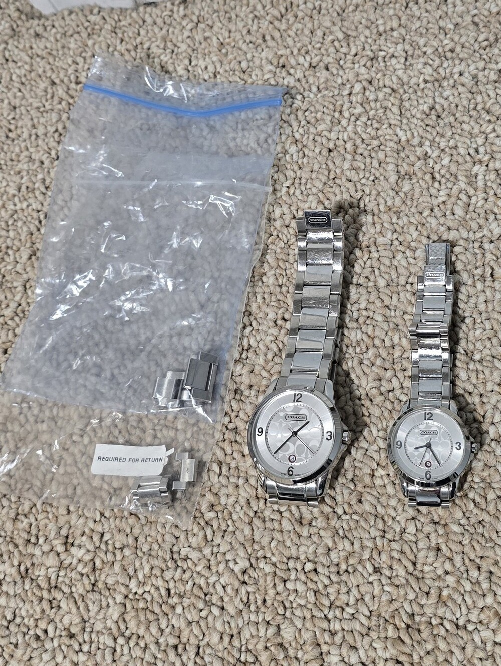 Matching His And Hers Coach Silver-Tone Stainless Steel Watches With Extra Links
